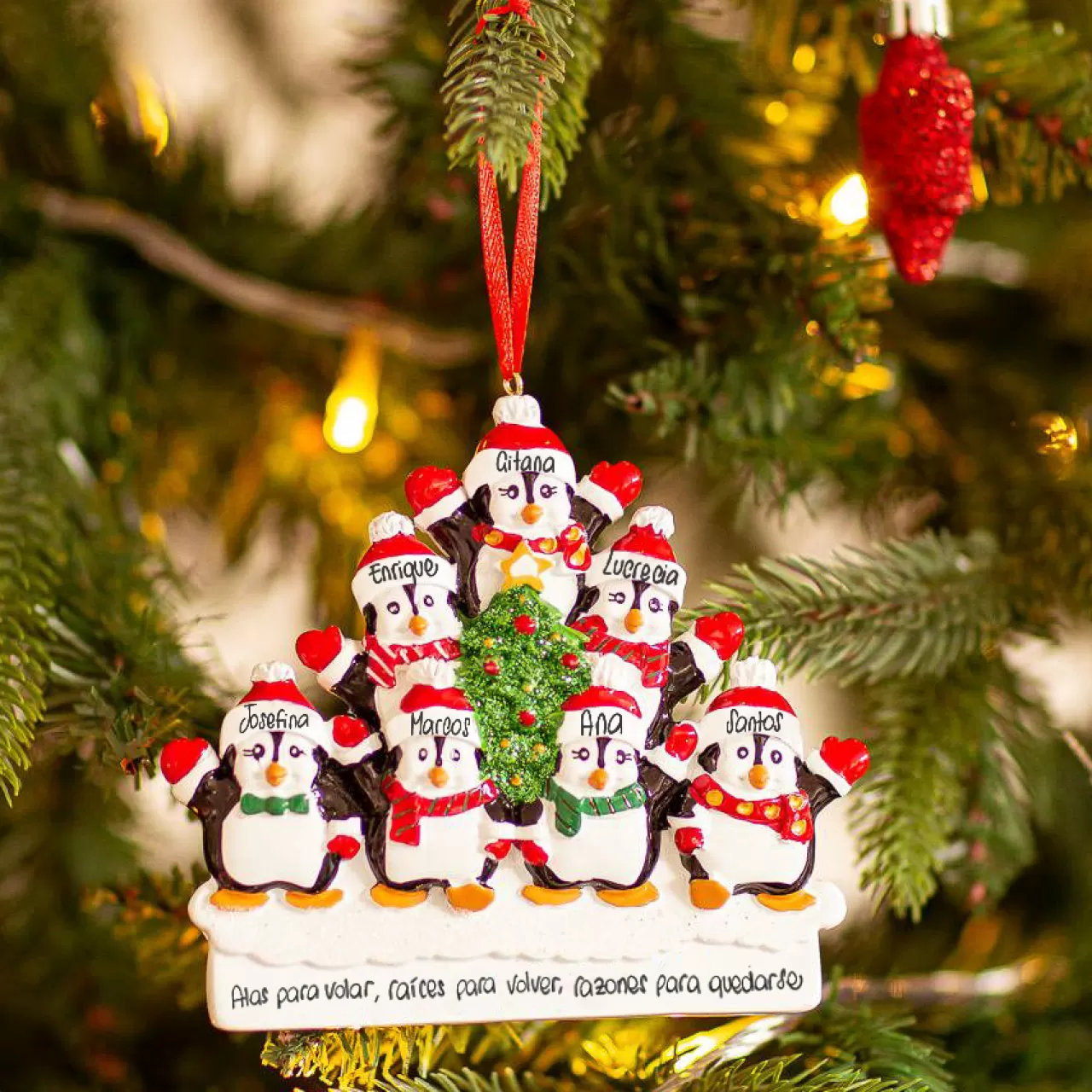 Christmas The Original Familia 5+<7 Pinguinos Con AÁrbol De Navidad